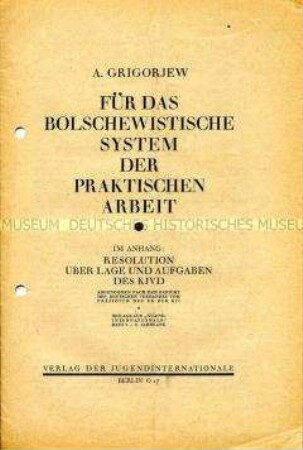 Theoretische Schrift über die Umsetzung des bolschewistischen Systems in der Praxis