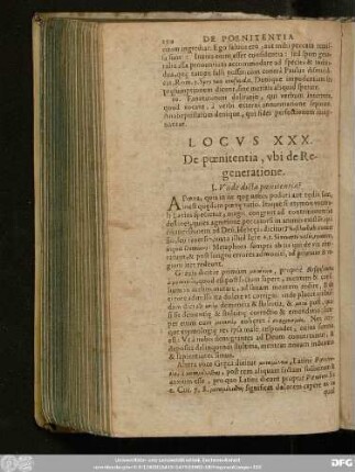 Locus XXX. De poenitentia, ubi de Regeneratione.