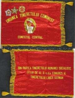 Fahne der Rumänischen Kommunistischen Jugendvereinigung UTC zum 10. FDJ-Parlament 1976