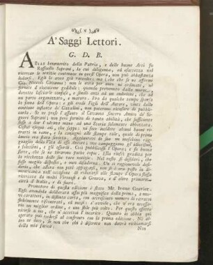 A' saggi lettori.