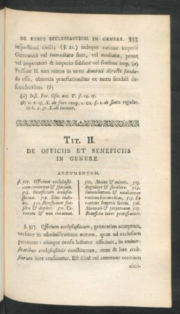 Tit. II. De Officiis Et Beneficiis In Genere