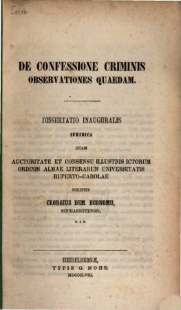 De confessione criminis observationes quaedam : Diss. inaug.