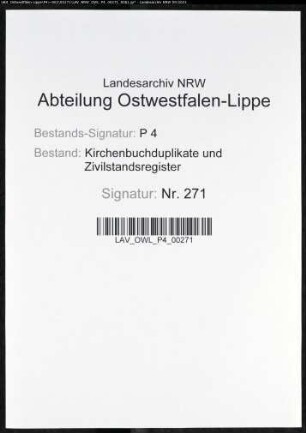 Zivilstandsregister der Munizipalität Witten, Stadt (A 1812). (Gemeinde: Zivilstandsregister)