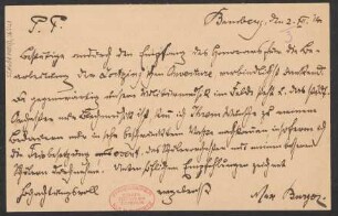 Brief an B. Schott's Söhne : 02.12.1914