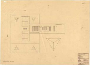 Schneider - Esleben, Paul; Hannover, Messegelände; Ausstellungspavillon und Turm für die Mannesmann AG - Messehalle (Grundriss OG)