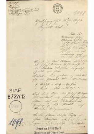 Auswanderung der Brüder Carl Selinger und August Selinger von Stadelhofen nach Amerika