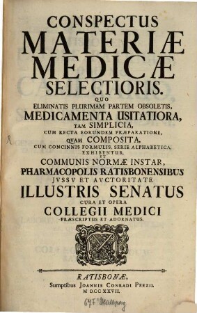 Conspectus materiae medicae selectioris