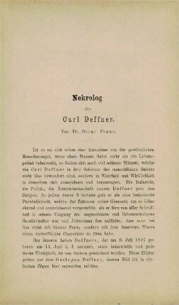 Nekrolog des Carl Deffner in Esslingen