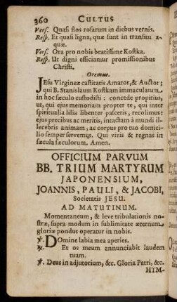 360-364, Officium Parvum BB. Trium Martyrum Japonensium, ...