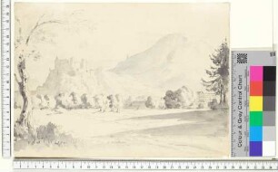 Schloss Leopoldskron vor der Festung Hohensalzburg, dahinter der Gaisberg