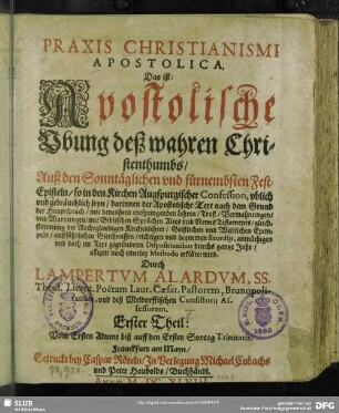 1: Vom Ersten Advent biß auff den Ersten Sontag Trinitatis