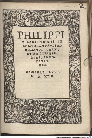 Philippi Melanchthonis In Epistolam Pavli Ad Romanos Vnam, Et Ad Corinth. Dvas, Annotationes