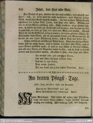 Am dritten Pfingst-Tage