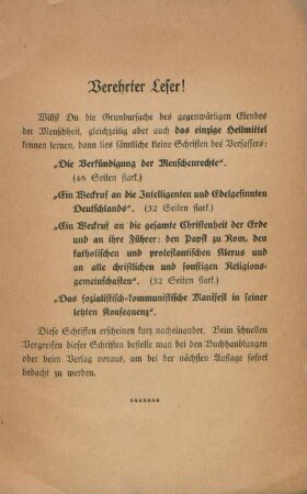 Verehrter Leser!