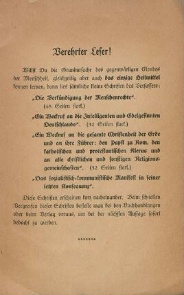 Verehrter Leser!