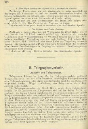 B. Telegraphenverkehr