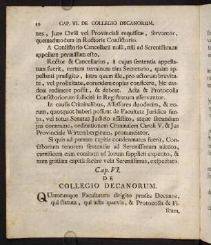 VI. De Collegio Decanorum.