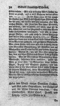 : Ueber den Werth einiger deutscher Dichter und über andere Gegenstände. St.1.2.