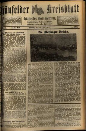 Zweite Ausgabe vom Dienstag, den 17. Juli 1928.