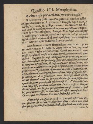 Quaestio III. Metaphysica.