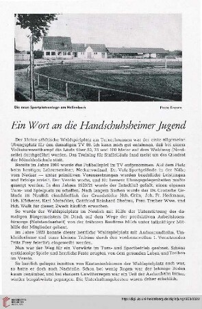 Ein Wort an dei Handschuhsheimer Jugend