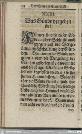 XXIII. Was Sünde vergeben sey?