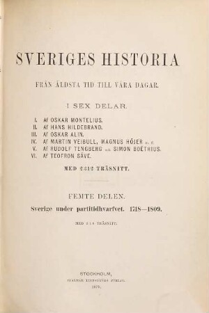 Sverige under partitidhvarfvet : från år 1718 till år 1809