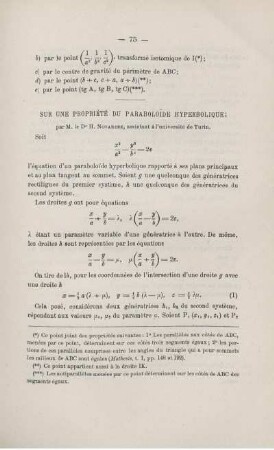 SUR UNE PROPRIÉTÉ DU PARABOLOLDE HYPERBOLIQUE.