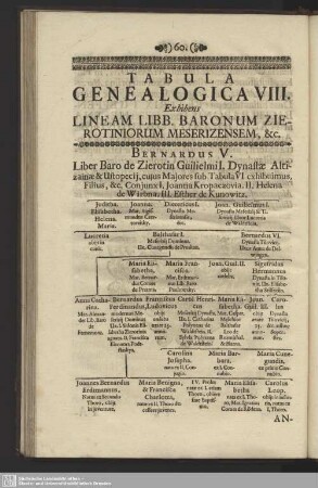 Tabula Genealogica VIII.
