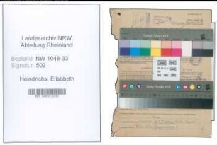 Entnazifizierung Elisabeth Heindrichs , geb. 16.01.1900 (Angestellter)