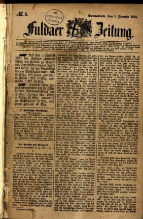 Ausgabe vom Samstag, den 01. Januar 1881.