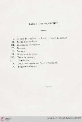 Table des Planches