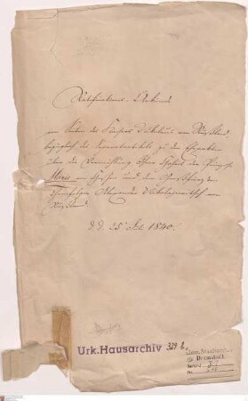 Kaiser Nikolaus I. von Rußland ratifiziert den Separatartikel zum Heiratsvertrag zwischen dem Großfürsten-Thronfolger Alexander (II.) Nikolajewits...