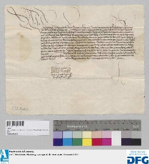 Pfalzgraf Friederich, Statthalter, und andere des Kaiserlichen Regimentes Mitregenten stellen der Stadt Nürnberg Quittung aus über 300 ihr vom Reichstag zu Worms auferlegte Gulden zum Unterhalt des Kaiserlichen Regimentes und Kammergerichtes. - Siegler: Der Kaiser.