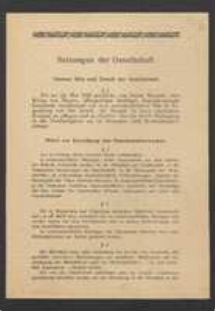 Vereinssatzung 1946