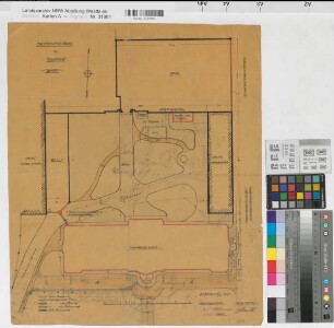 Münster (Münster) Oberpräsidialgebäude Lageplan 1904 1 : 200 54 x 46 kol. Zeichnung Staatshochbauamt Münster