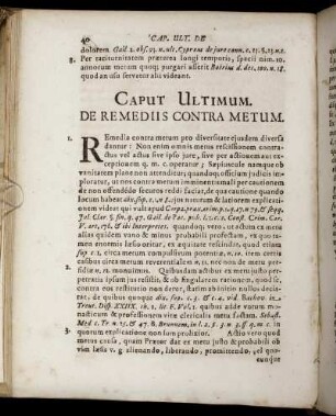Caput Ultimum. De Remediis Contra Metum
