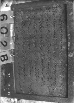 Grabstein 602 (Index: 99788257) Material: Sandstein Zustand: zerbrochen und repariert, sonst gut Maße HxBxT: 170x55x17 cm Symbolik: Vierpaß: Grabstein 602B