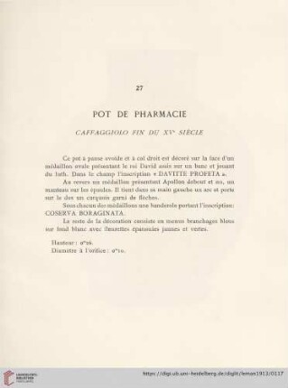 Pot De Pharmacie (Caffaggiolo fin du XVe siècle)