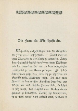 Die Frau als Wirtschafterin
