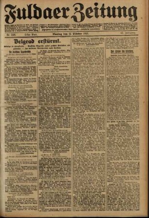 Erste Ausgabe vom Montag, den 11. Oktober 1915.