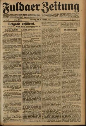 Erste Ausgabe vom Montag, den 11. Oktober 1915.