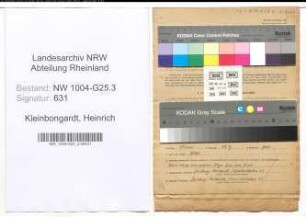 Entnazifizierung Heinrich Kleinbongardt , geb. 19.09.1905 (Kaufmann)