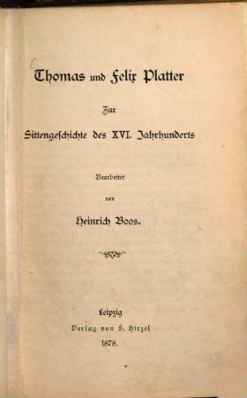 Zur Sittengeschichte des XVI. Jahrhunderts