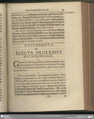 Supplementa Ad Electa Processus Matrimonialis
