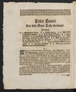 Erstes Capitel. Von diser Feuer-Cassa überhaupt.