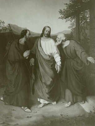 Christus auf dem Weg nach Emmaus : Ferdinand Hartmann (1774-1842). Christus auf dem Weg nach Emmaus. Öl/Leinwand, 138 x 118 cm. Gottleuba, Stadtkirche