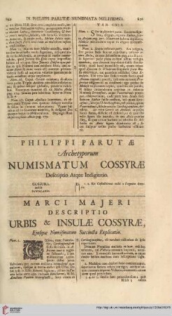 Philippi Parutae Archetyporum numismatum Cossyrae […]