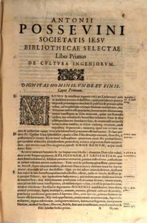 Antonii Possevini Mantuani, Societatis Iesu Bibliotheca Selecta De Ratione Stvdiorvm : Ad Disciplinas, & ad Salutem omnium gentium procurandam, [1]