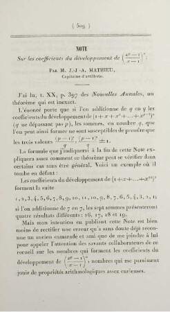 Note sur les coefficients du développement de ...
